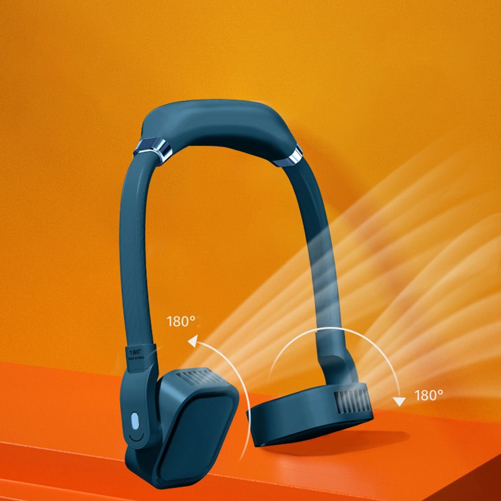 Portable Neck Fan - 4000mAh USB Rechargeable - Bladeless Personal Fan - 12hr Battery Life - ABS Silicone Metal