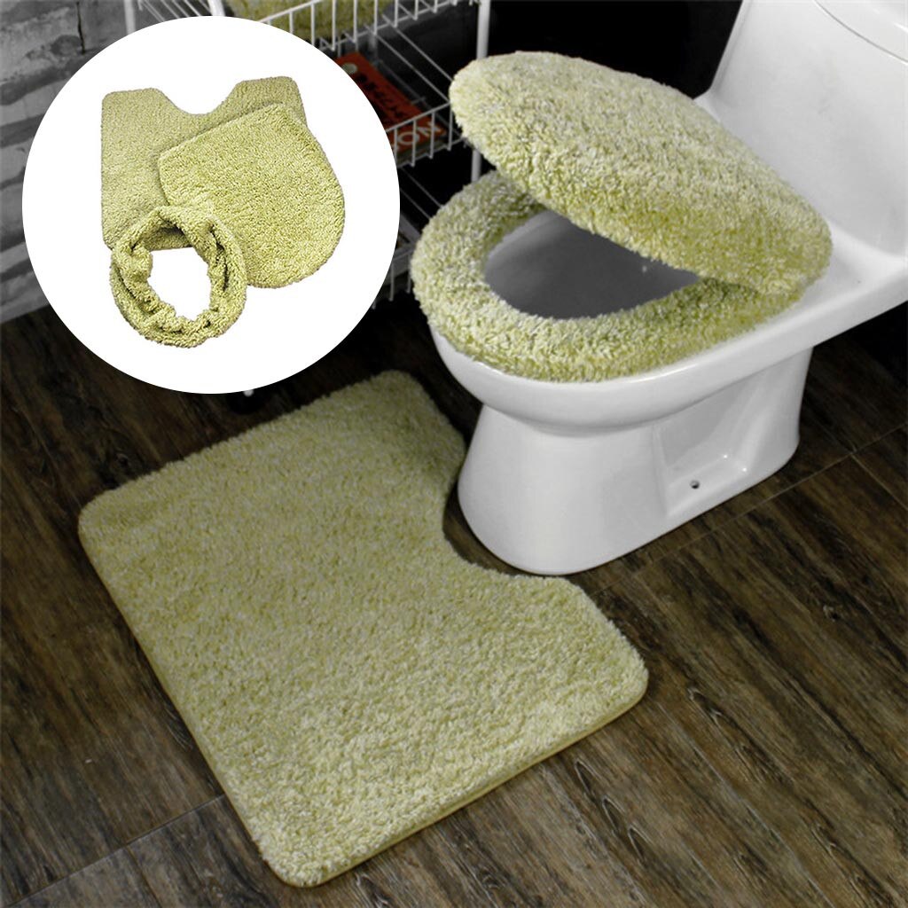 Universal Plush Warm Bathroom Mat 3pcs/set Warm Toilet Pad Cover Thicken Toilet Seat Cushion Toilet Bathroom Home Decoration: C