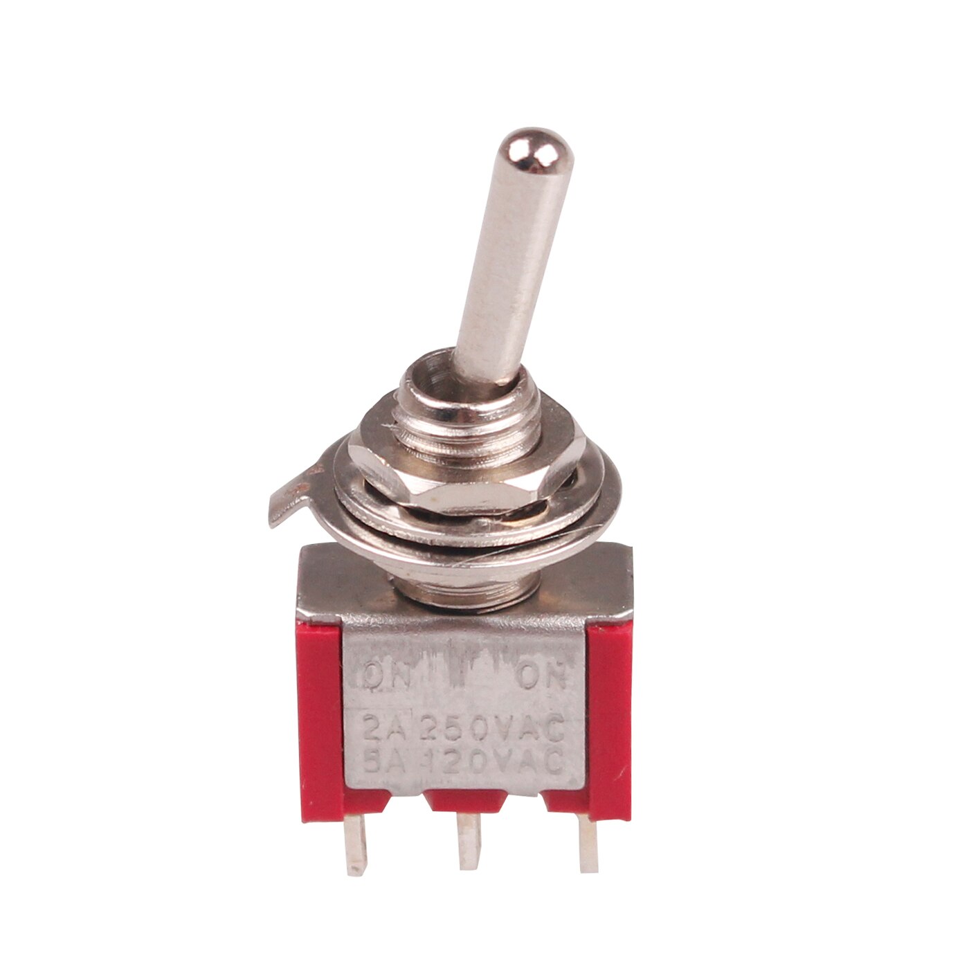 1/5/10PCS MTS102 Miniature Toggle Switch Single Pole Double Throw SPDT ON-ON 120VAC 6A 1/4 Inch Mounting MTS-102: Red / 5PCS