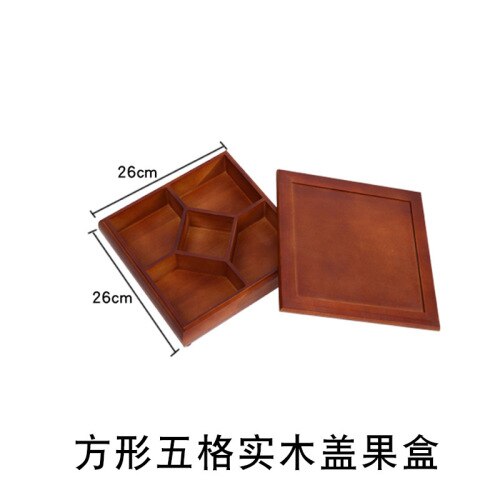 Pine Chinese Dried Fruit Box Living Room Split with Cover Candy Box Wood Nut Snack Solid Wood Storage Box: E01