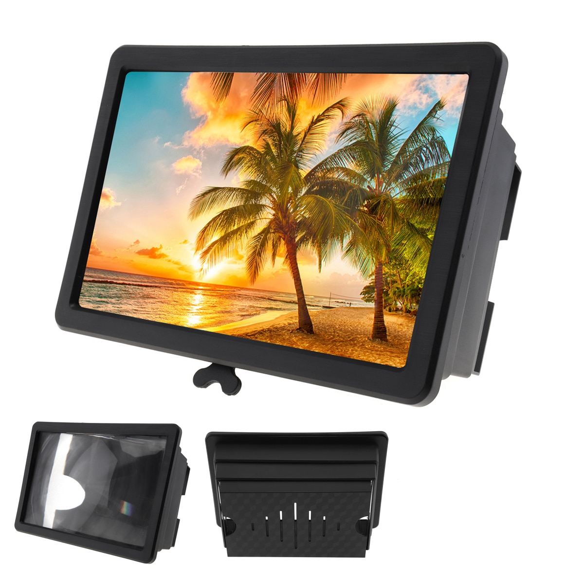 2X noir ABS Portable 3D téléphone Portable agrandir écran loupe Extension écran loupe avec support pour téléphones mobiles