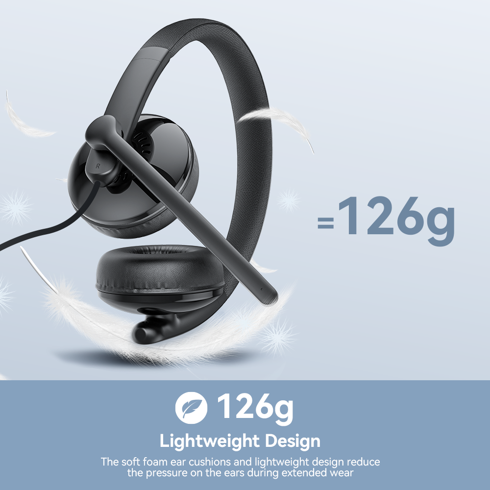 USB Wired Headset Computer Business Call Center Headphones EMEET HS50 Headsets with Microphone for Phone/PC/Laptop/Home Office