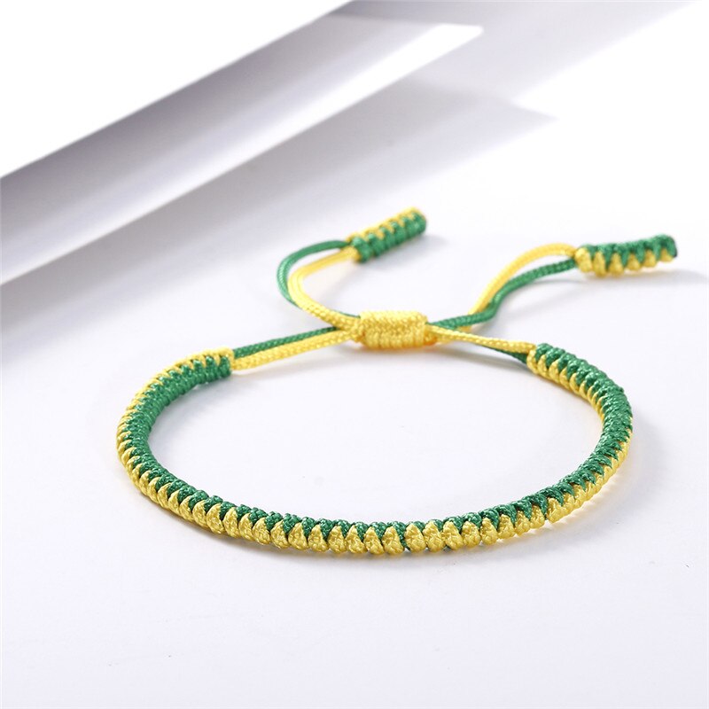 Original Multi couleur Bracelet tibétain bouddhiste chanceux à la main noeuds corde réglable Bracelets porte-bonheur & Bracelet pour femmes hommes bijoux