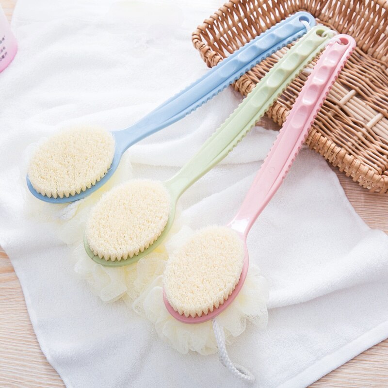 Long Handle Bath Ball Brush for Adult Soft Shower Mesh Foaming Sponge Body Skin Cleaner Exfoliating Scrubber Back Brush