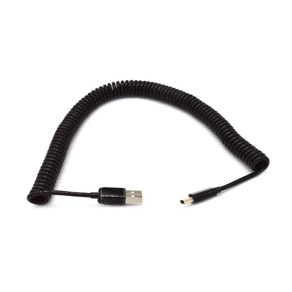 USB 2.0 to MINI USB Spring Data Cable Spiral Coiled 5 Pin Adaptor Digital USB Data Charging Cables Connector USB Charger Cable