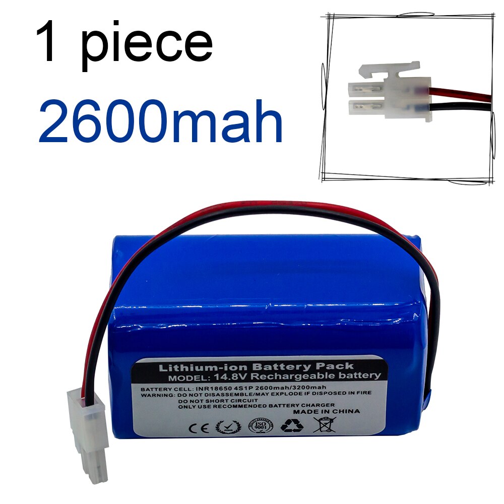/14.8v 2600 mah 3200 mah litiumakku ilife  a4 a4s v7 a6 v7s :lle plus robottipölynimuri ilife 4 s 1p täyden kapasiteetin li-ion: Valkoinen pistoke 2600 mah