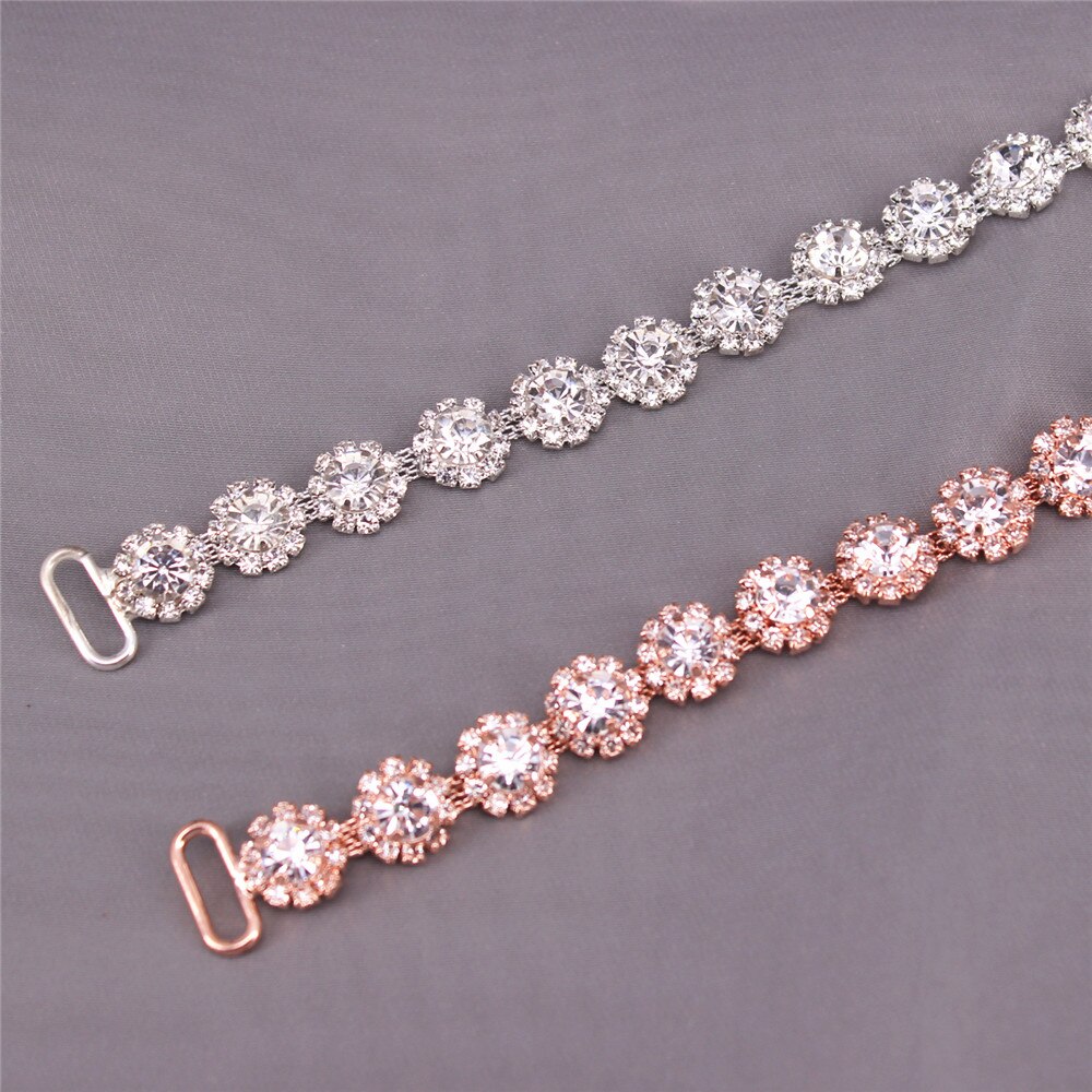 Rose Gold Crystal Hoofdband Bruid Bruidsmeisjes Sjerp Bruids Riem Met Strass Trouwjurk Riem