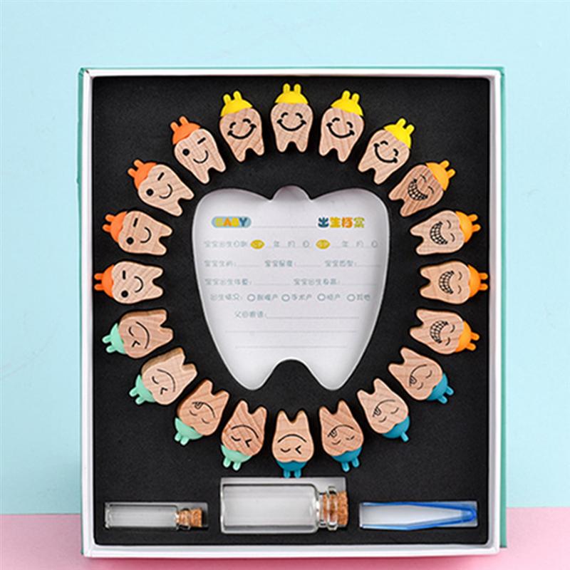 1 Set of Wooden Baby Deciduous Tooth Box Baby Tooth Preservation Case