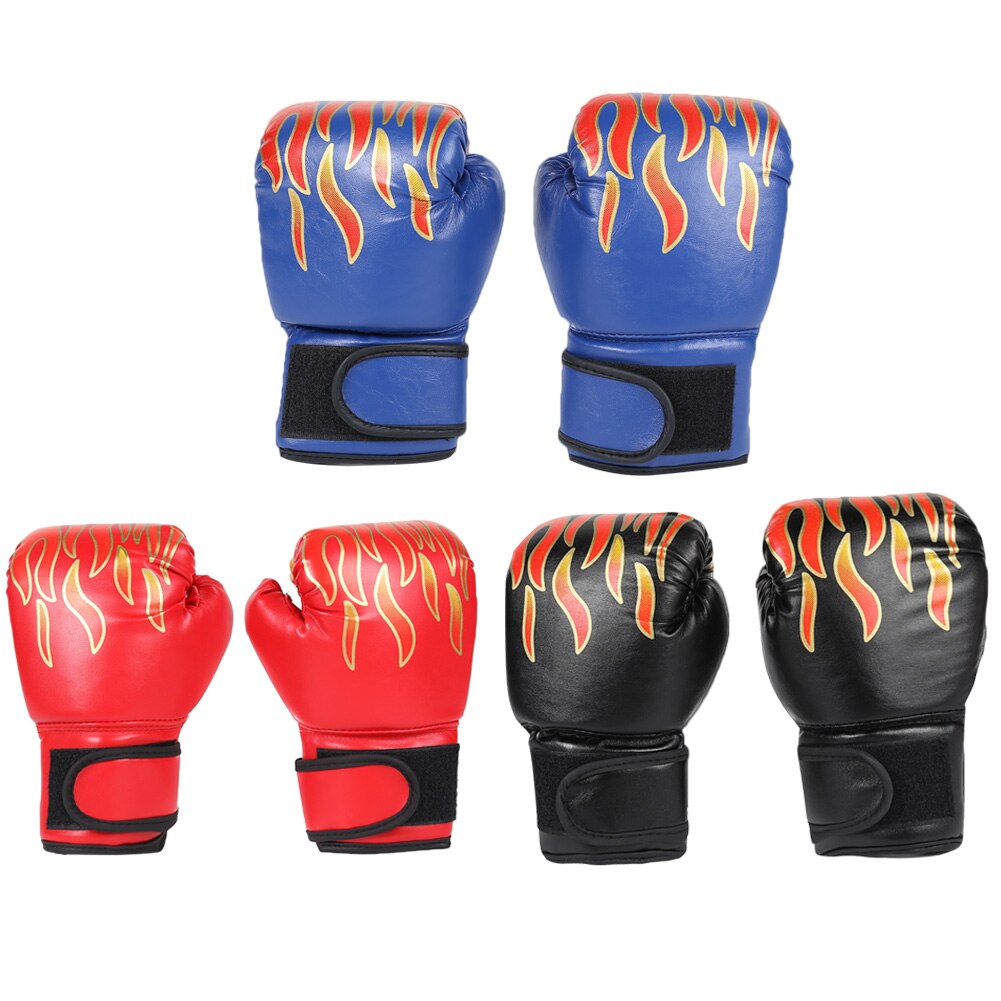 Kids Children Boxing Gloves Flame Mesh Breathable PU Leather Punching Gloves Sanda Boxing Training Fighting Glove