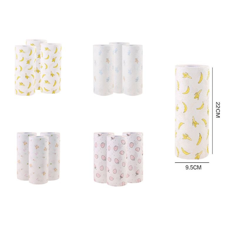 1 Roll Printing Cartoon Wood Pulp Kitchen Thickened Absorbent Oil Roll Paper