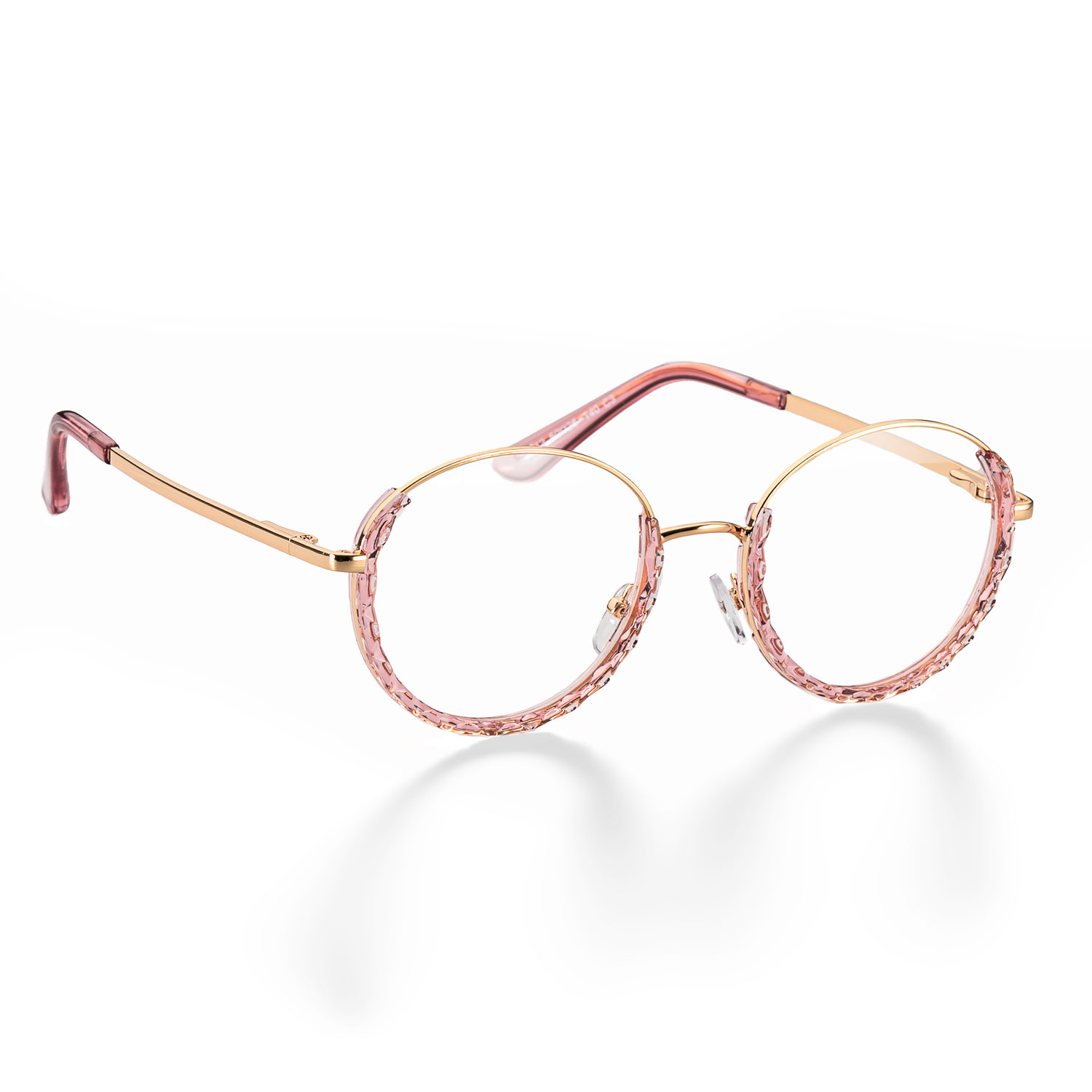 51012 Round Cat Eye Half-frame Plastic Titanium Glasses Frames Ultralight Men Women Optical Computer Glasses: pink