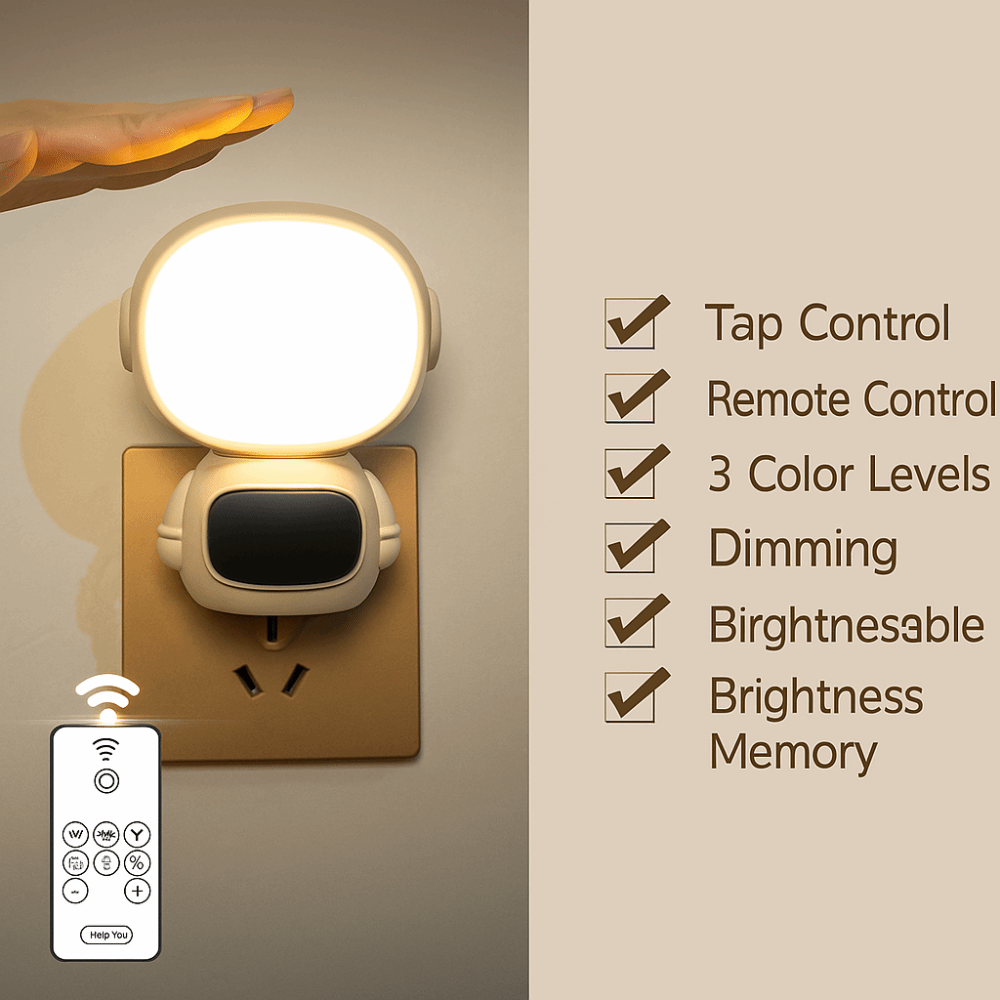 Warm Light Astronaut Clock Night Light Digital Clock Child-Friendly Remote Control Dimmable LED Lamp 3-in-1: Blue