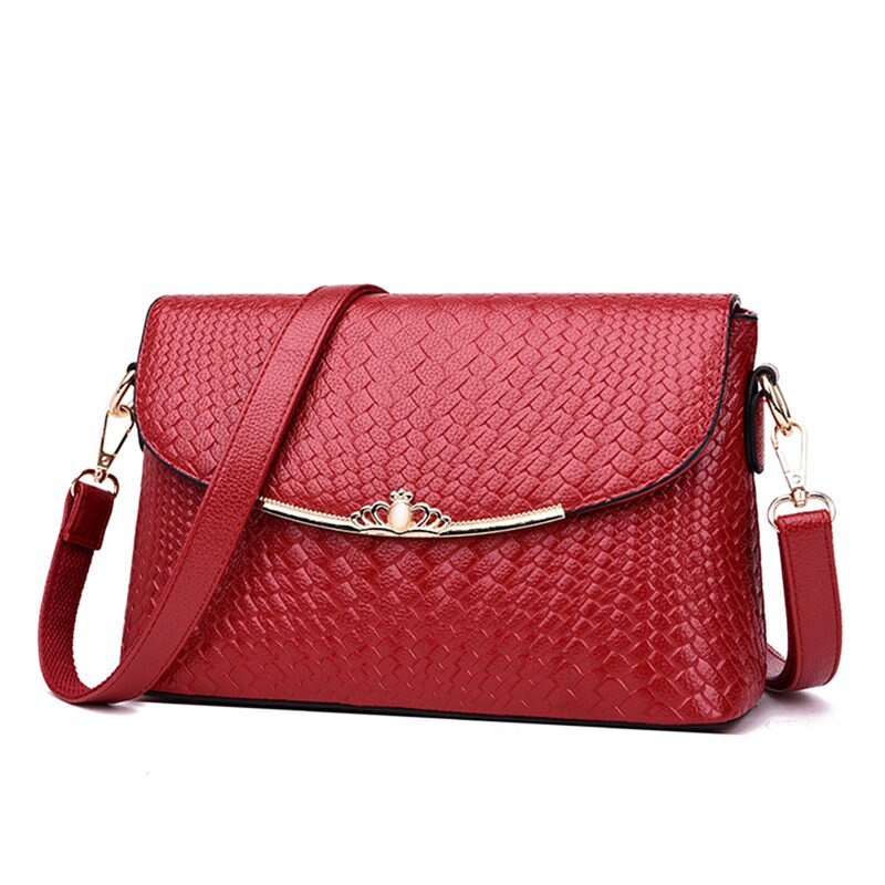 Waterdichte Geweven Patroon Stof Tas Crossbody Tassen Voor Vrouwen Sac a main 3-in-1 Lederen Luxe handtassen Vrouwen Tassen: RED