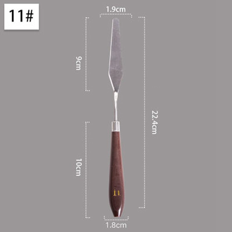 Stainless Steel Oil Painting Knife Brown Handle Spatula Palette Knife Arts Painting Tool Flexible Blades Stationery: NO.11