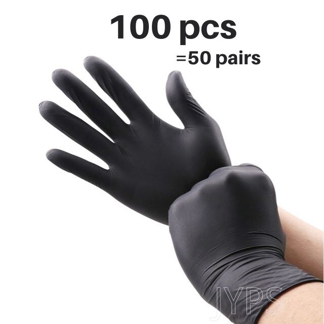 Gant synthétique en Nitrile, 100 pièces, noir et bleu, de alimentaire, étanche, sans allergie, jetable, pour le travail en cuisine et en laboratoire: black with box / M