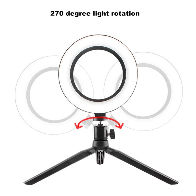 LED Fill Light Bracket, Portable 16cm Ring Light Two-Position Machine Selfie Tripod Video Live Fill Light Bracket