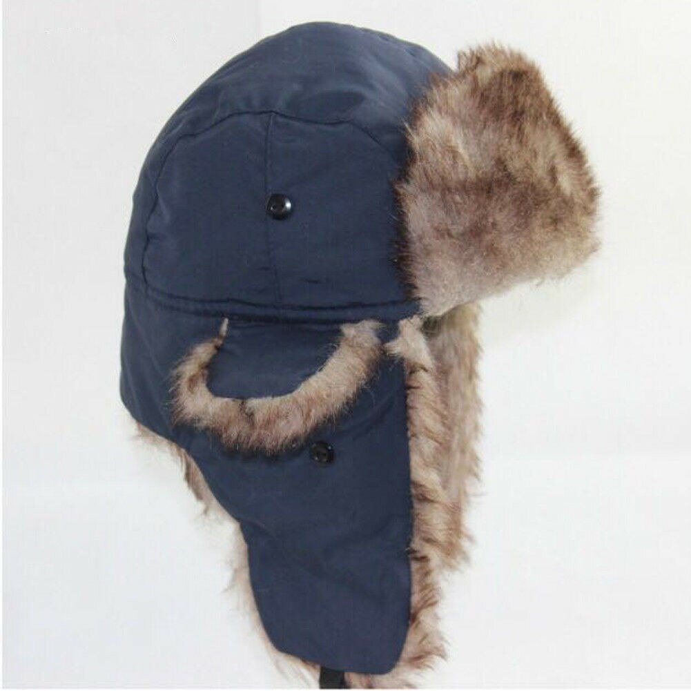 Airman Snow Hat Trapper Bomber Warm Russian Trooper EAR FLAPS Winter Ski Hat Men Women Cap Bomber Hats: Blue