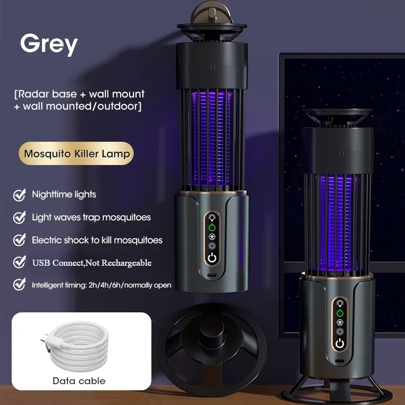 Muggen Killer Lamp Mute Anti-Muggen Lamp Oplaadbare Elektronische Muggen Killer Muggenmelk Timing Modus op drie niveaus: Black