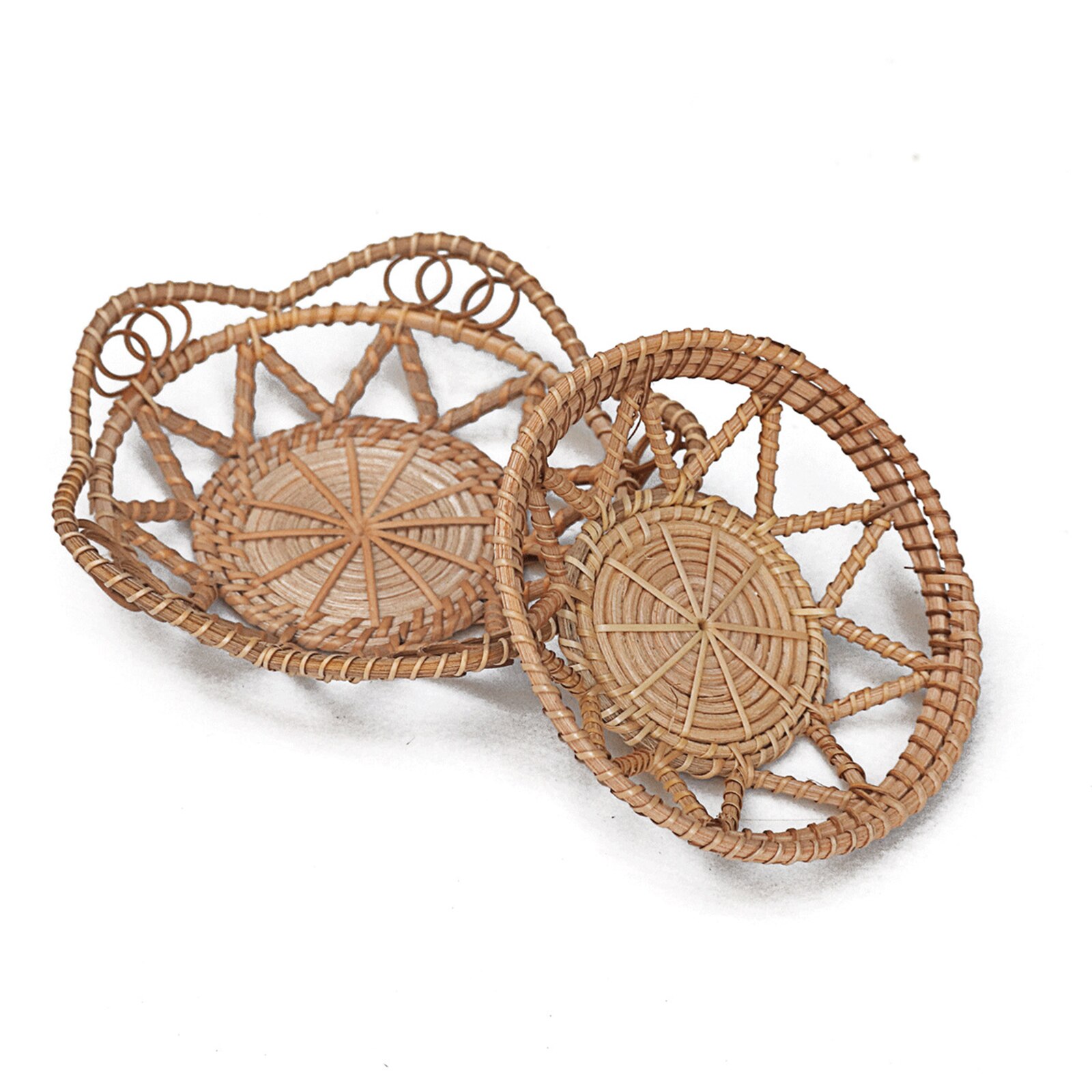 Fruitmand Rotan opbergmand Hand-geweven multifunctionele fruitmand Woonkamer broodmand zeewier rieten mand Woondecoratie Exquisite geschenken Fruitschaal (Size : M