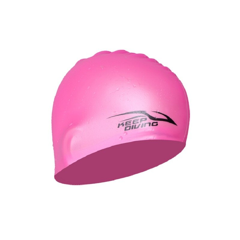 De silicona tela de poliuretano impermeable proteger las orejas Pelo Largo deportes gorro de piscina de natación de 3D forma ergonómica gorras de natación: Rosa