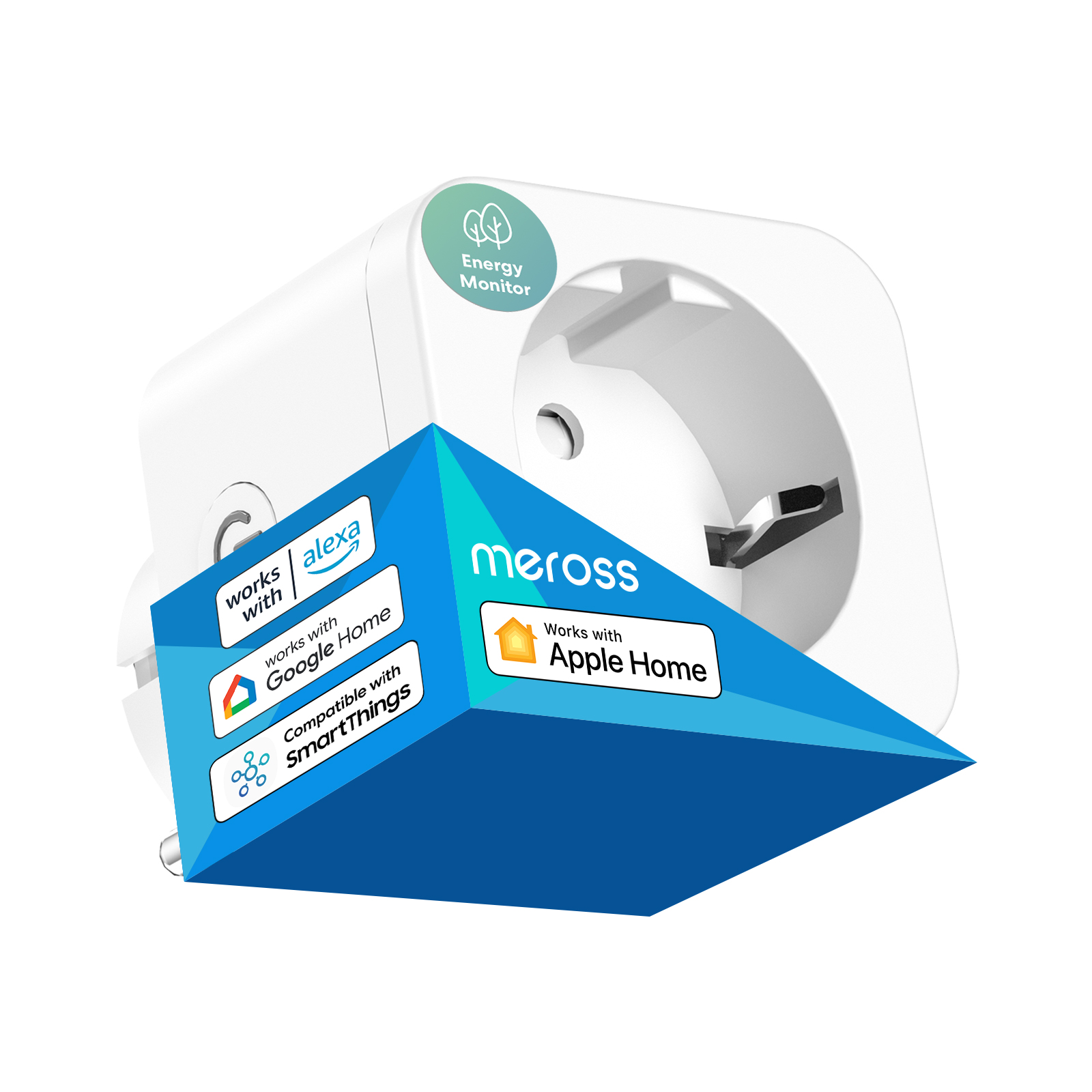 Meross 16A HomeKit enchufe inteligente con Monitor de energía enchufe WiFi UE Control remoto por voz compatible con asistente de Google Alexa SmartThings: Tipo 8