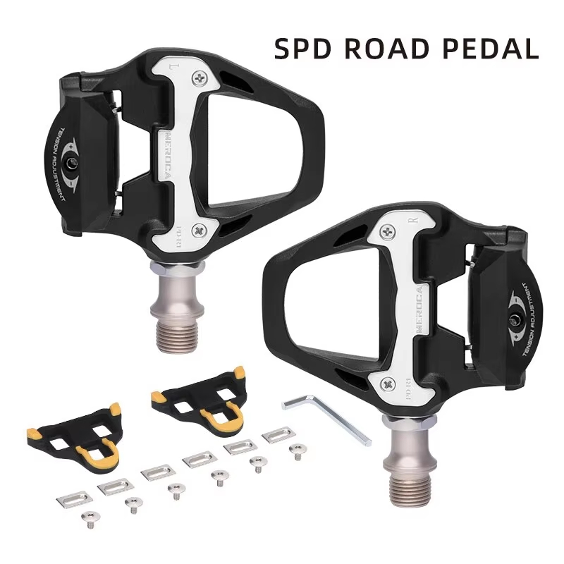 MEROCA Racefietspedalen Nylon Fietsvergrendelbare pedalen Fietslagerplaten Cliploze pedalen voor SPD SL systeem met vergrendelplaat