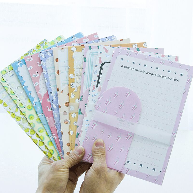 2 Set Kawaii Big size Writing Letters 6pc+3pc Envelops 9pcs Cartoon Fruit School Office Students Paper Envelope Letters Pad Sets: Default Title