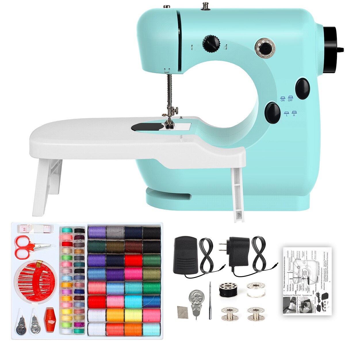 Household Mini Sewing Machine Portable Electric Sewing Machine With Extension Table Sewing Kit For Beginners Fast: Default Title