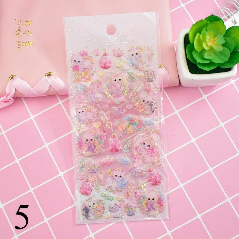 Kawaii Cat Stickers Cute Crystal Stickers Acrylic Decoration Stickers For Kids DIY Diary Scrapbooking Stationery: 5