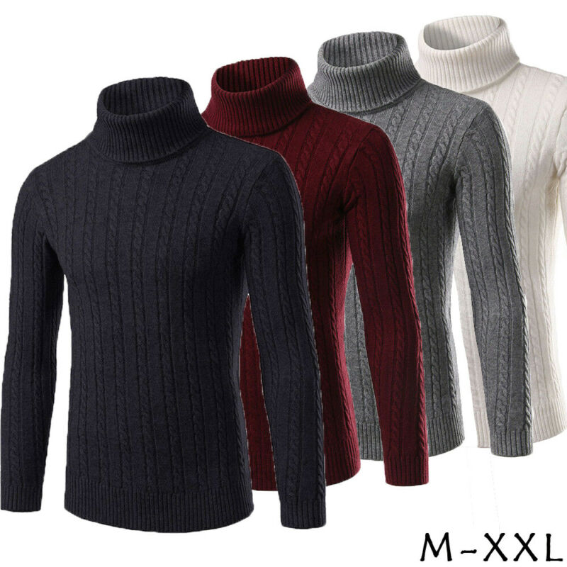 Herre høst vinter varme gensere termisk bomull turtle neck skivvy turtleneck genser stretch topper tykk pullover genser m -2xl