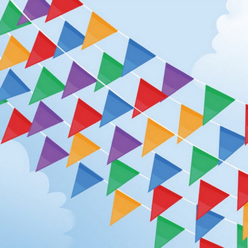 2 stk . (4m/ stk.) farverig bunting fest hænge flag trekanter snor flag advarsel banner bryllupsdag dimission