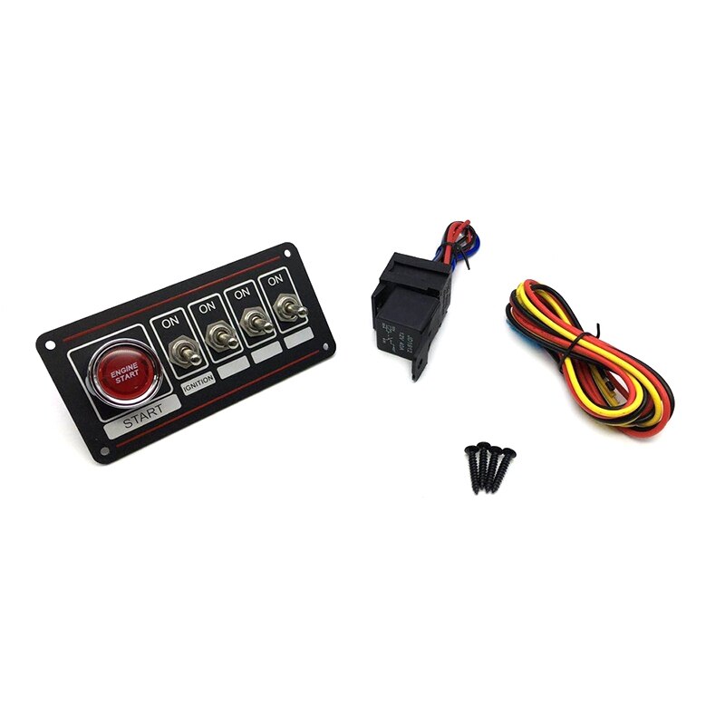 12V Led Ignition Switch Panel Voor Racing Auto Motor Startknop: Black