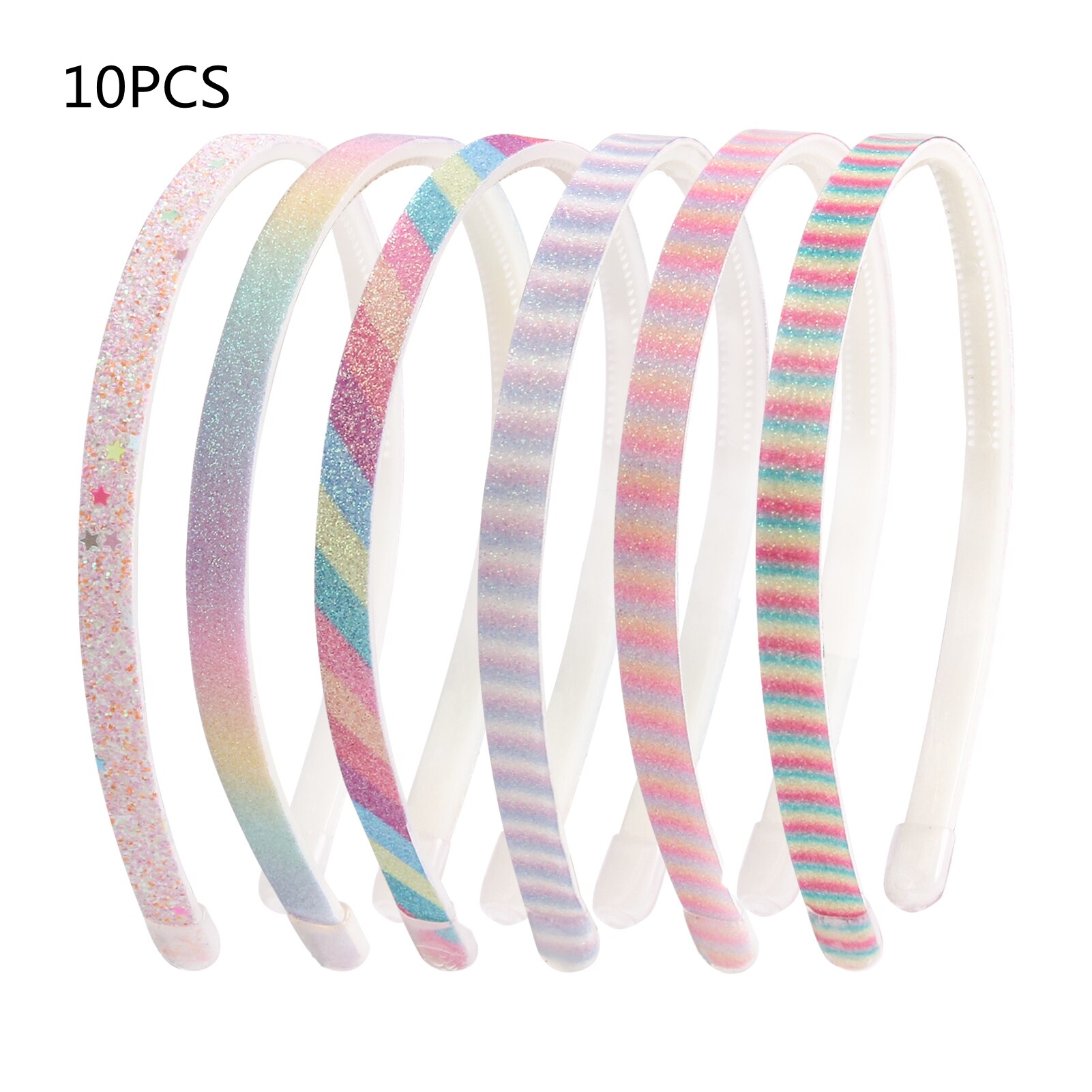 10Pcs 1Cm Haarband Rainbow Glitter Vrouwen Spons Hoofdband Dames Haarband Meisje Haar Bedekt Hars Haaraccessoires