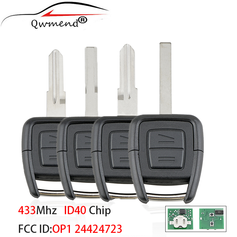 QWMEND OP1 24424723 Remote Car Key for Opel Vauxhall Vectra Zafira ID40 Chip 433Mhz for Opel Key Car 2 Buttons