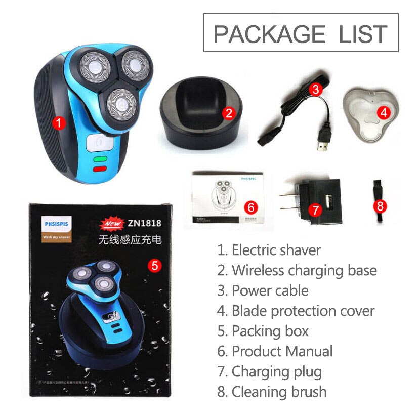 5D Electric Shaver USB Wireless Charging Floating 3 Blades Whole Body Washing Shaving Maching Electric Razor for Men D40: Default Title