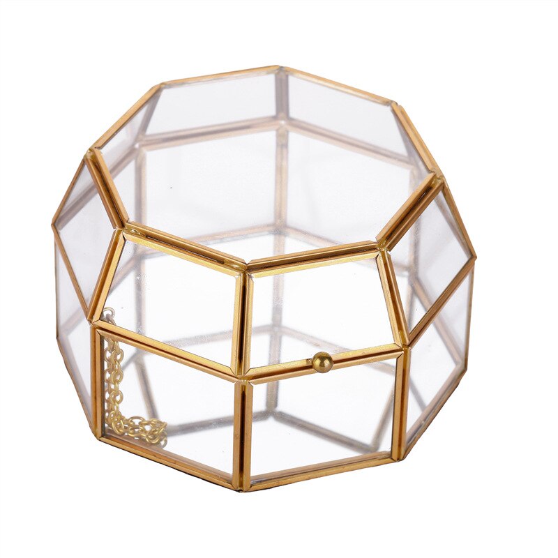 Geometryczne przezroczyste szklane pudełko na biżuterię Tabletop sukulenty pojemnik domowa biżuteria robić przechowywania szkła dekoracja rzemieślnicza