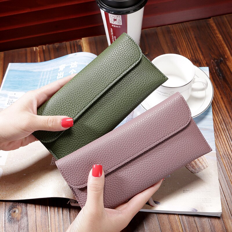 Billeteras lisas para mujer, carteras sencillas con cremallera, en negro y rojo, cartera de mano pequeña, de cuero sintético suave, barata,