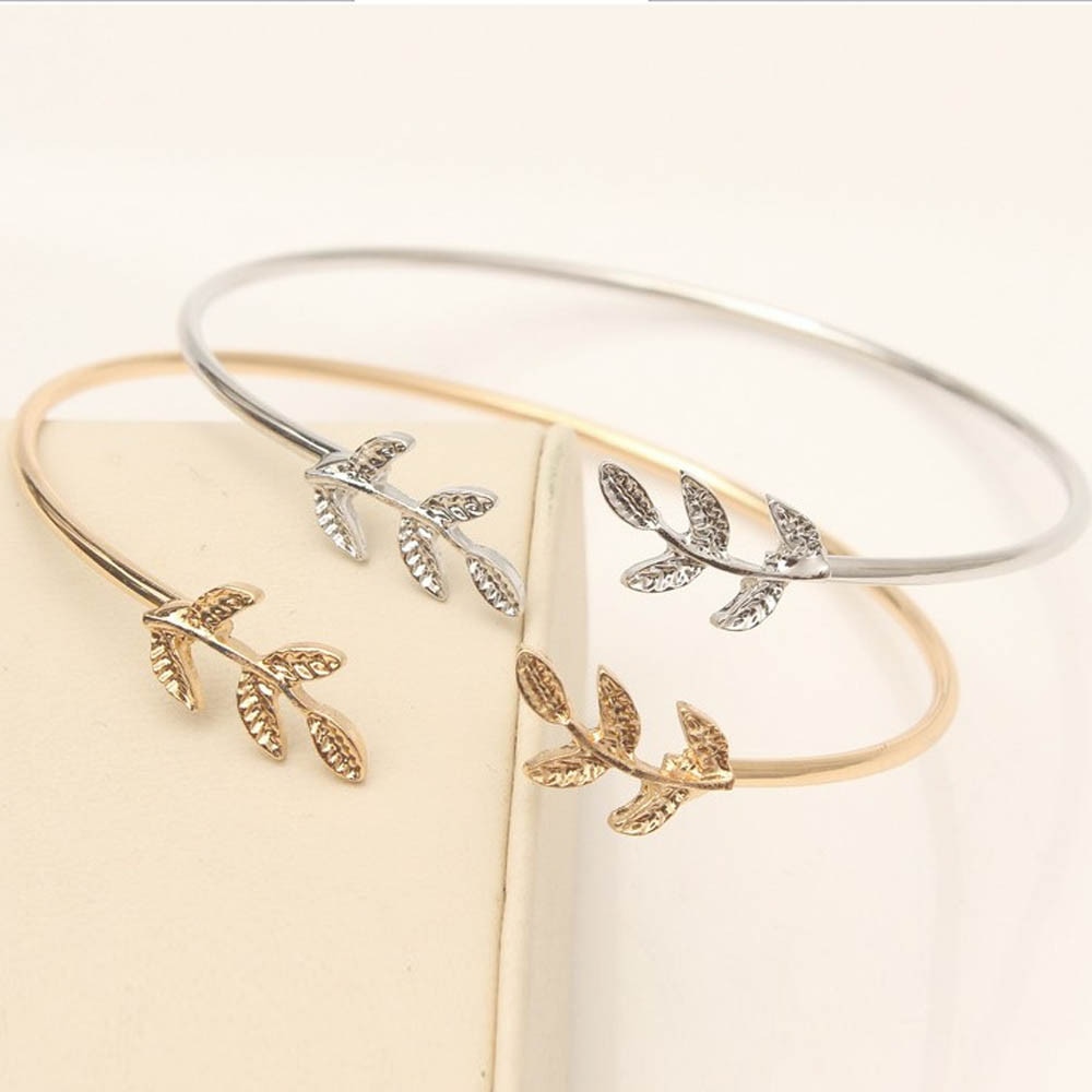 Verstelbare Vrouwen Bladeren Manchet Vrouwen Armband Delicate Blad Open Bangle Armband Delicate Blad Open Bangle Armband