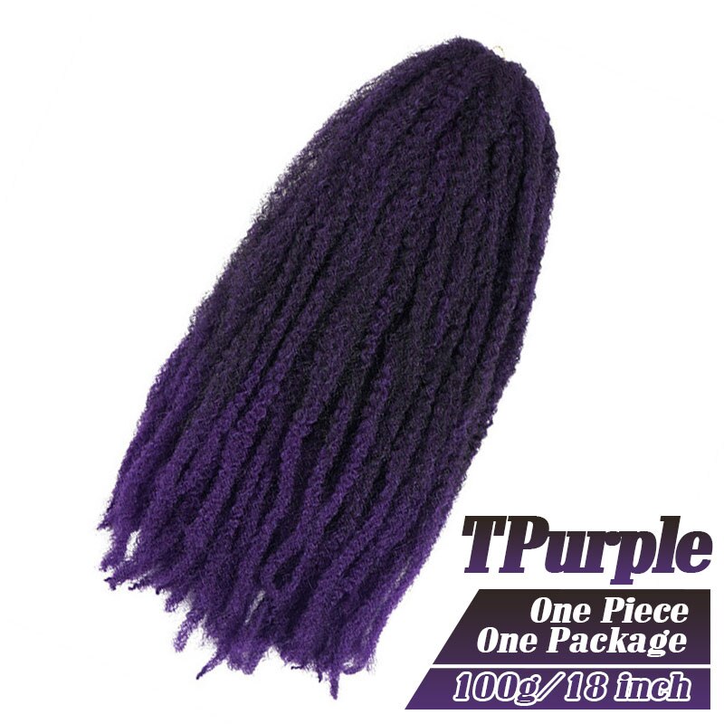 18 Inch Marley Braids Twist Crochet Braiding Hair Burgundy Synthetic Afro Kinky Curly Marley Braids Hair Extensions: Tpurple