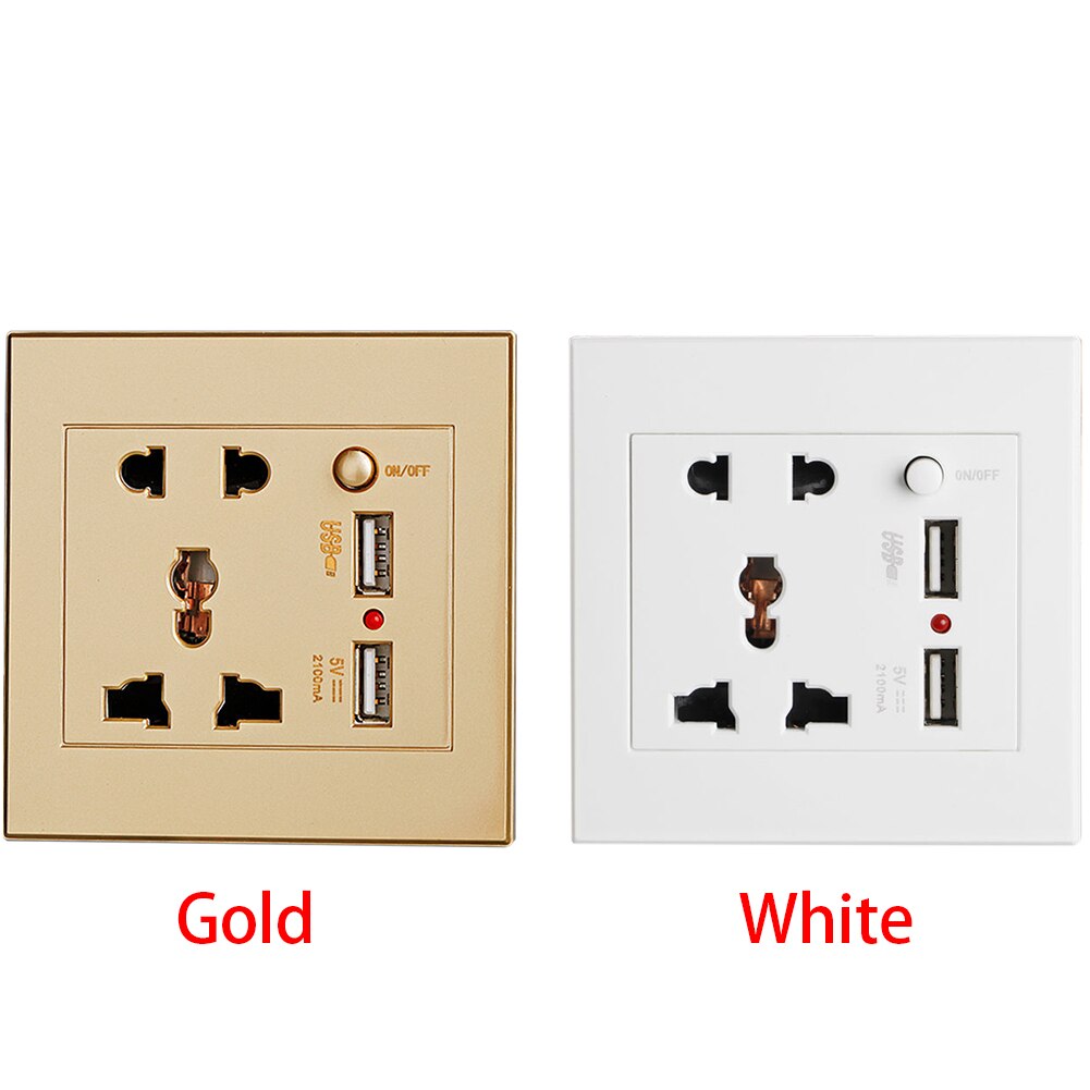 Wall Socket Home Fittings Receptacle Charger Power Adapter Port Outlet Panel Anti Impact Easy Install Dual USB