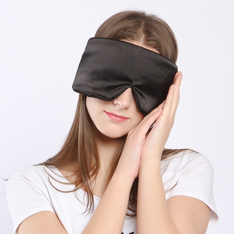 Eye Mask Eye Cover Extra-large Thick Ear Muffle 100% Silk Sleep eyemask Silk Sleeping Eyeshade Shade Silk Unisex Adult: Black