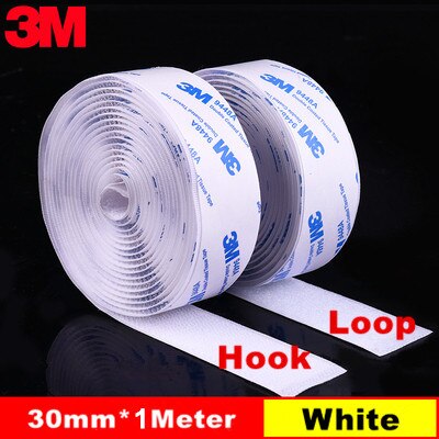 Moq 1M 20/25/30/38/50Mm Sterke Zelfklevende Sluiting Tape Nylon Haken en Loops Sticker Velcroos Lijm 3M Lijm Magie Voor Diy: White 30mmX1M 1Pair