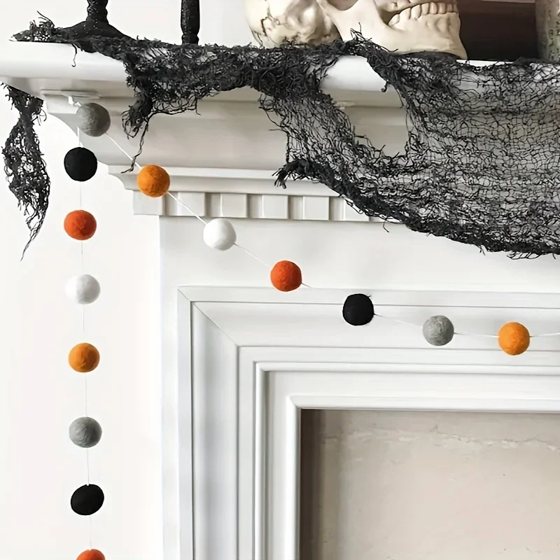Bolas de lana de 2M, decoraciones de dormitorio hechas a mano, decoración de pared de Halloween, adorno para fiestas de Navidad, colgante, guirnalda de pompones