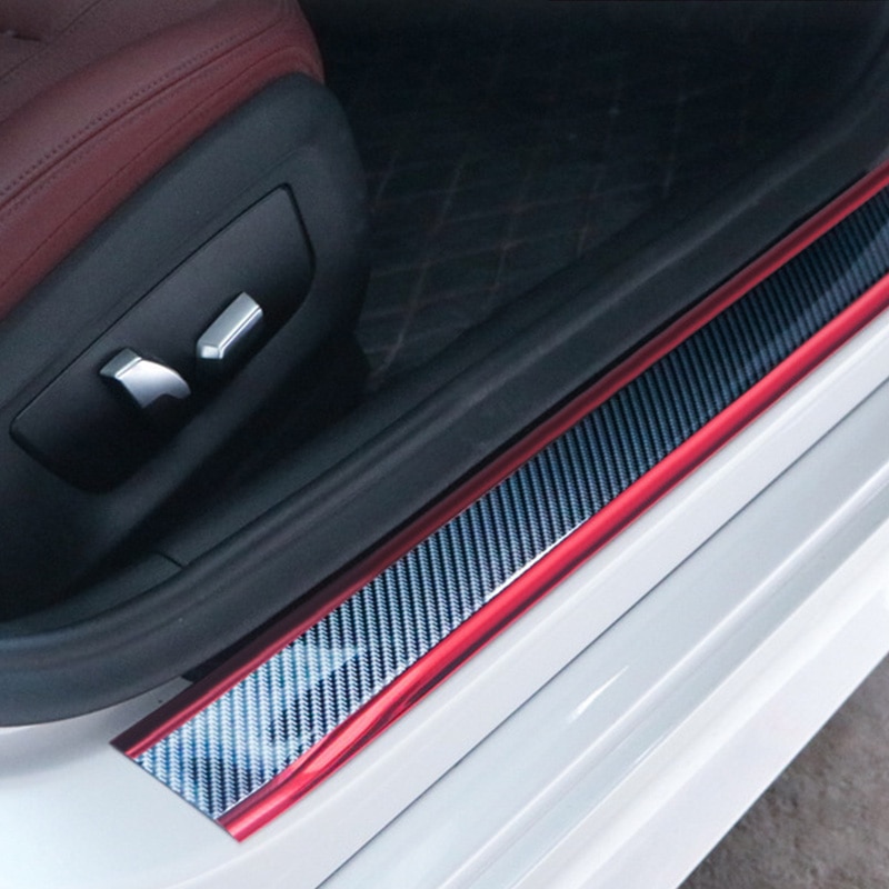 Auto Drempel Bescherming Adhesive Strip Koolstofvezel Auto Drempel Kras Bescherming Bumper Sticker Auto Styling Decoratie