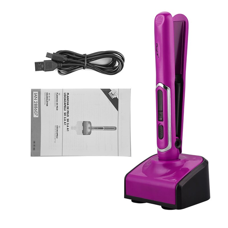 Mini Cordless Flat Iron Professionele Keramische Stijltang Usb Temperatuur Verstelbare Stijltang Met Oplaadstation: Default Title
