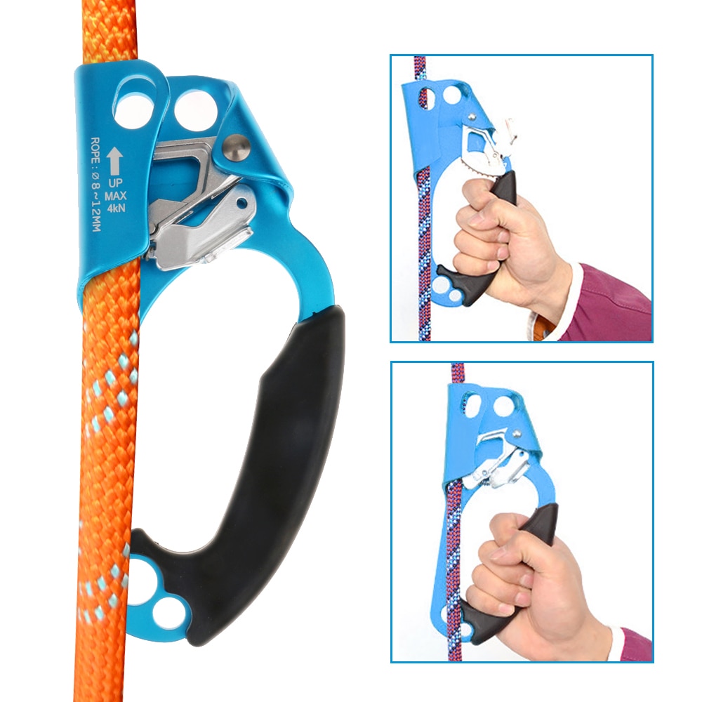 1 Pcs 4KN Hand Ascender Rock Klimmen Boom Arborist Abseilen Gear Apparatuur Touw Klem Voor Bergbeklimmen Speleologie 8-12mm Touw