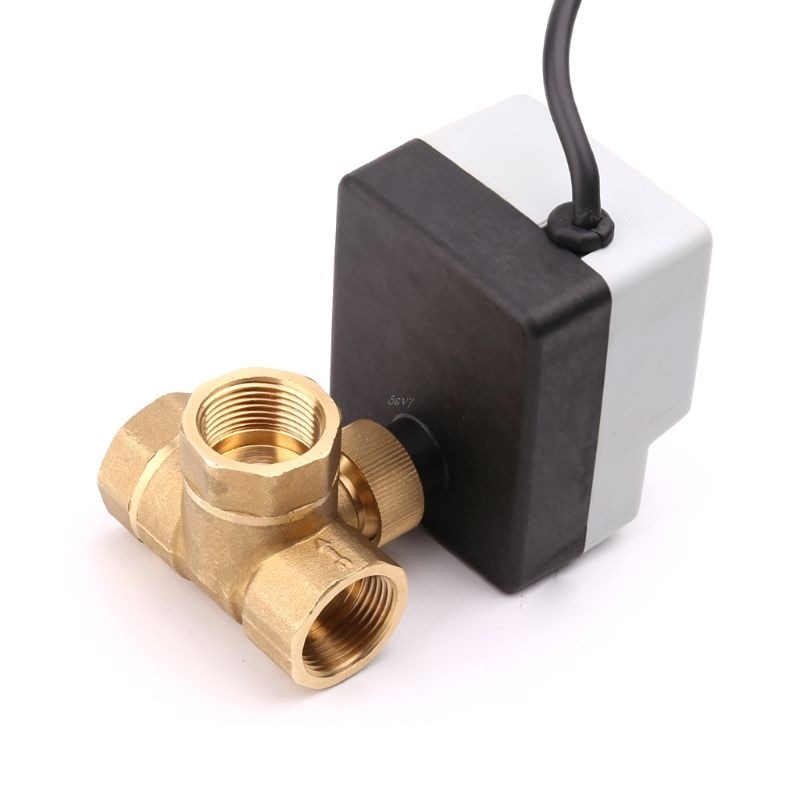 Ac220V Dn20 válvula de bola motorizada eléctrica de 3 vías tres cables dos Control para aire acondicionado válvula de bola del actuador eléctrico