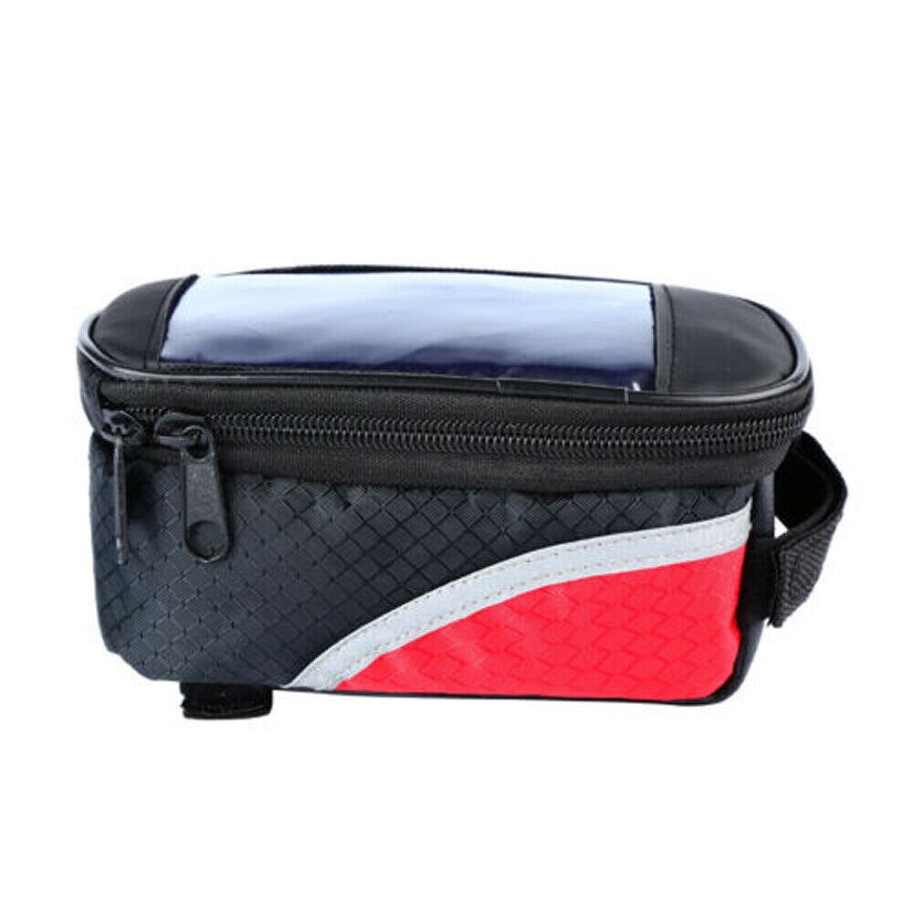 3 farver cykel cykel foran ramme taske rør taske vandtæt mobiltelefon pose holder mountainbike mtb tasker: Rød