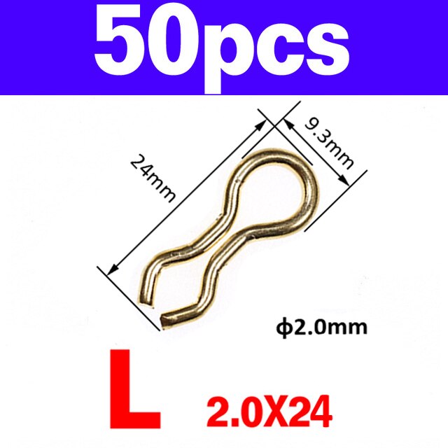 Bimoo-Ojales de latón para pescar, 50 Uds., para moldes de peso de plomo, anillo giratorio de latón, plomo a presión, Color dorado: Size L 50pcs