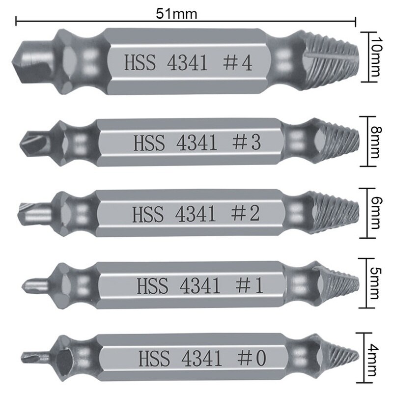 4/5/6Pcs Damaged Screw Extractor Drill Bit Double Side Drill Out Broken Screw Bolt Remover Extractor Tools Set Take Out Tool Set